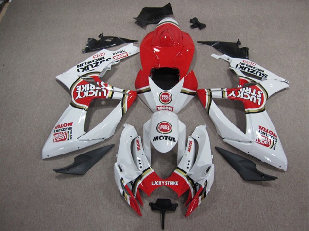 Branco Lucky Strike Vermelho Motul Abs Kit Completos Carenagem Moto Suzuki GSXR 1000 K5 05-06