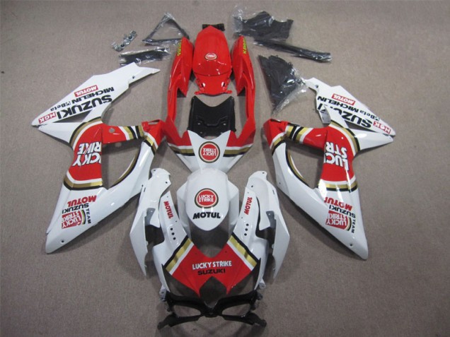 Branco Lucky Strike Vermelho Motul Carenagem Moto Suzuki GSXR 600 K8 08-10 Branco Lucky Strike Vermelho Motul Carenagem Moto Suzuki GSXR 600 K8 08-10