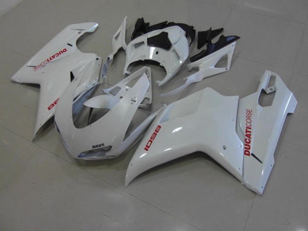 Branco Pérola & Vermelho Decalques Carenagem Moto Ducati 848 1098 1198 07-14