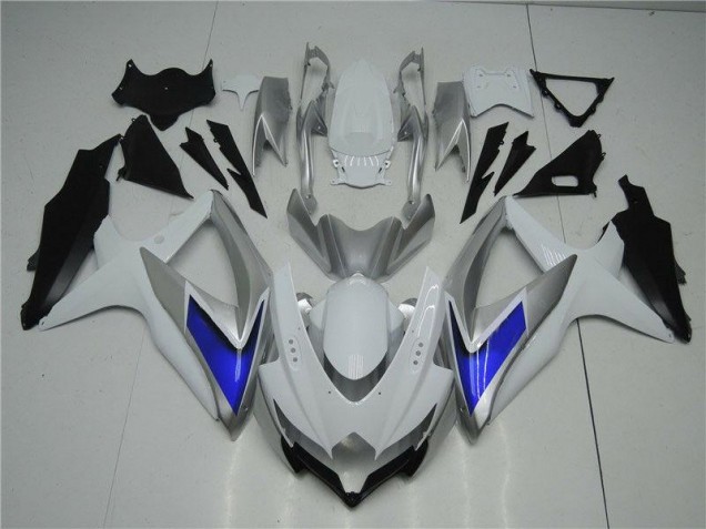 Branco Prata Azul Carenagem Moto Suzuki GSXR 600 / 750 K8 08-10 Branco Prata Azul Carenagem Moto Suzuki GSXR 600 / 750 K8 08-10