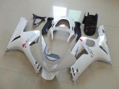 Branco & Prata Decalques Carenagem Moto Kawasaki ZX6R 03-04