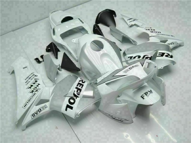Branco Prata Repsol Carenagem Moto Honda CBR 600RR 03-04 Branco Prata Repsol Carenagem Moto Honda CBR 600RR 03-04