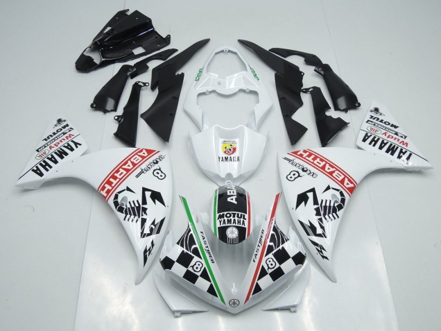 Branco Preto Abrath Carenagem Moto Yamaha R1 09-11 Branco Preto Abrath Carenagem Moto Yamaha R1 09-11
