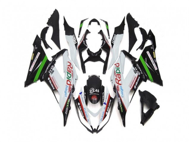 Branco Preto Abs Kit Carenagem & Plásticos Moto Kawasaki ZX6R 13-18 Branco Preto Abs Kit Carenagem & Plásticos Moto Kawasaki ZX6R 13-18