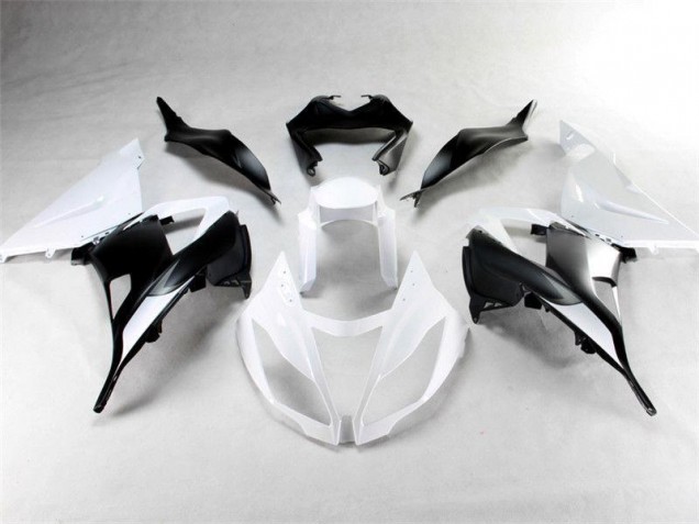 Branco Preto Abs Moto Plásticos Kawasaki ZX6R 13-18 Branco Preto Abs Moto Plásticos Kawasaki ZX6R 13-18