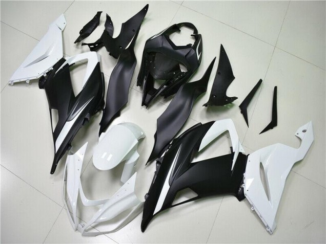 Branco Preto Abs Moto Plásticos Kawasaki ZX6R 13-18 Branco Preto Abs Moto Plásticos Kawasaki ZX6R 13-18