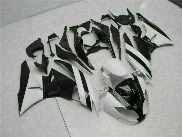 Branco Preto Abs Motocicleta Plásticos Kawasaki ZX6R 09-12 Branco Preto Abs Motocicleta Plásticos Kawasaki ZX6R 09-12