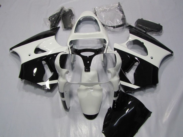 Branco Preto Carenagem Moto Kawasaki ZX6R 00-02 Branco Preto Carenagem Moto Kawasaki ZX6R 00-02