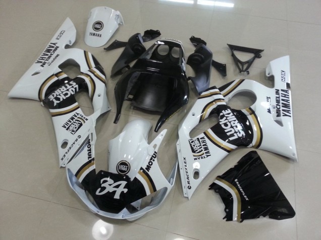 Branco Preto Carenagem Moto Yamaha R6 98-02 Branco Preto Carenagem Moto Yamaha R6 98-02
