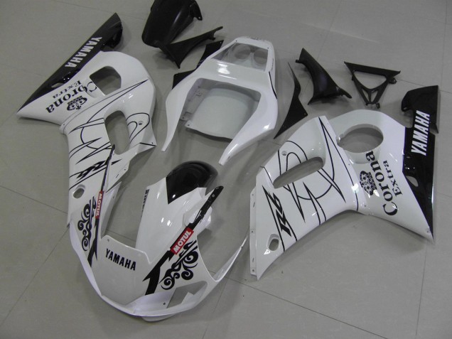 Branco Preto Corona Carenagem Moto Yamaha R6 98-02 Branco Preto Corona Carenagem Moto Yamaha R6 98-02