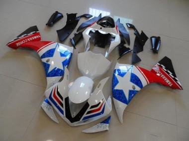 Branco Preto Ducati Estrela Carenagem Moto Yamaha R1 09-11