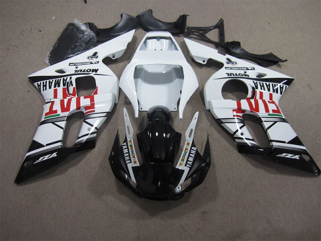 Branco Preto Fiat Carenagem Moto Yamaha R6 98-02 Branco Preto Fiat Carenagem Moto Yamaha R6 98-02