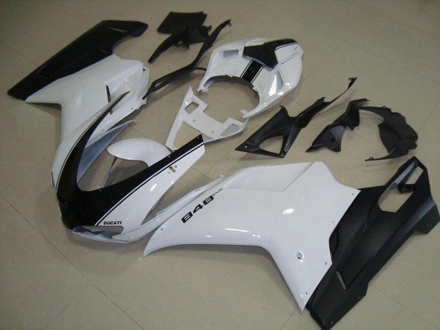 Branco Preto Fosco Carenagem Moto Ducati 848 1098 1198 07-14