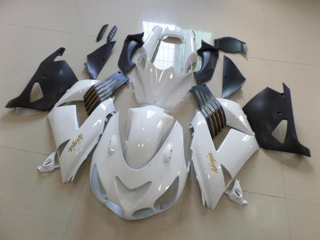 Branco & Preto Fosco Carenagem Moto Kawasaki ZX14R ZZR 1400 06-11 Branco & Preto Fosco Carenagem Moto Kawasaki ZX14R ZZR 1400 06-11