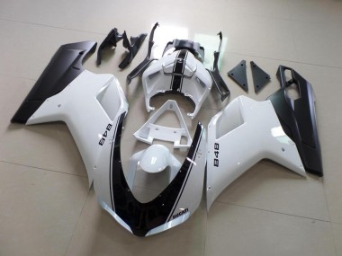 Branco & Preto Listra Carenagem Moto Ducati 848 1098 1198 07-14