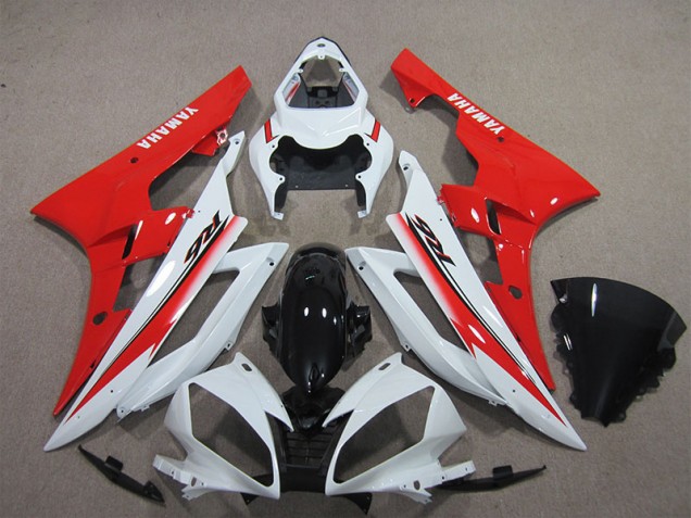 Branco Preto Vermelho Carenagem Moto Yamaha R6 06-07 Branco Preto Vermelho Carenagem Moto Yamaha R6 06-07