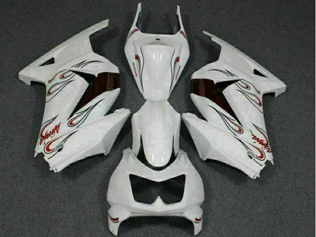 Branco Vermelho Carenagem Moto Kawasaki EX250 08-12 Branco Vermelho Carenagem Moto Kawasaki EX250 08-12