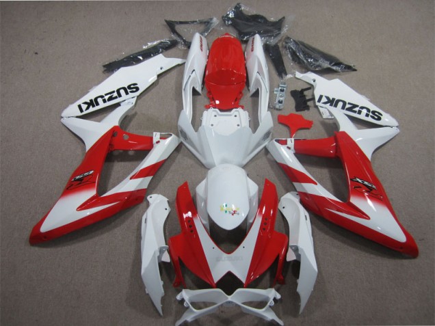Branco Vermelho Carenagem Moto Suzuki GSXR 600 K8 08-10 Branco Vermelho Carenagem Moto Suzuki GSXR 600 K8 08-10