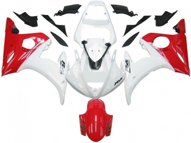 Branco Vermelho Carenagem Moto Yamaha R6 03-05 Branco Vermelho Carenagem Moto Yamaha R6 03-05