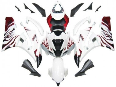 Branco Vermelho Chama Carenagem Moto Yamaha R6 06-07
