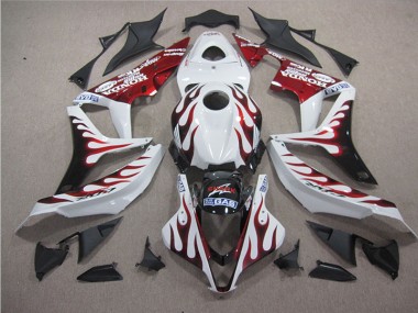 Branco Vermelho Chama Tubarão Carenagem Moto Honda CBR 600RR 07-08