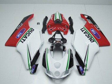 Branco Vermelho Enel Carenagem Moto Ducati 848 1098 1198 07-14