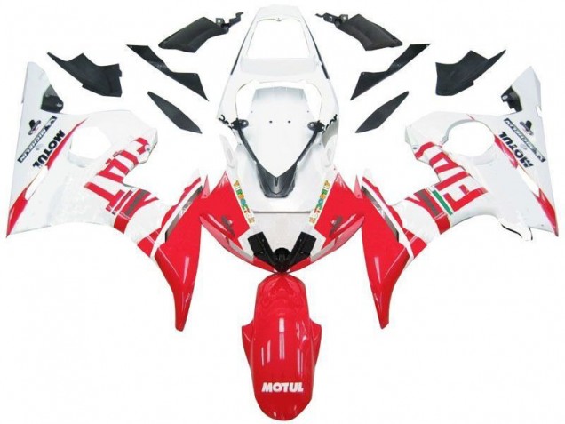Branco Vermelho Fiat Carenagem Moto Yamaha R6 03-05 Branco Vermelho Fiat Carenagem Moto Yamaha R6 03-05