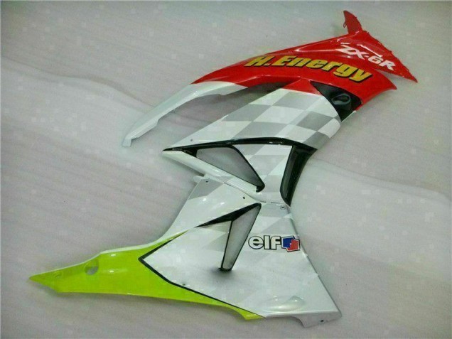 Branco Vermelho H. Energy Carenagem Moto Kawasaki ZX6R 09-12 Branco Vermelho H. Energy Carenagem Moto Kawasaki ZX6R 09-12
