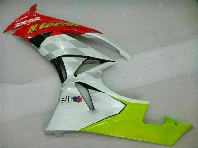 Branco Vermelho H. Energy Carenagem Moto Kawasaki ZX6R 09-12 Branco Vermelho H. Energy Carenagem Moto Kawasaki ZX6R 09-12