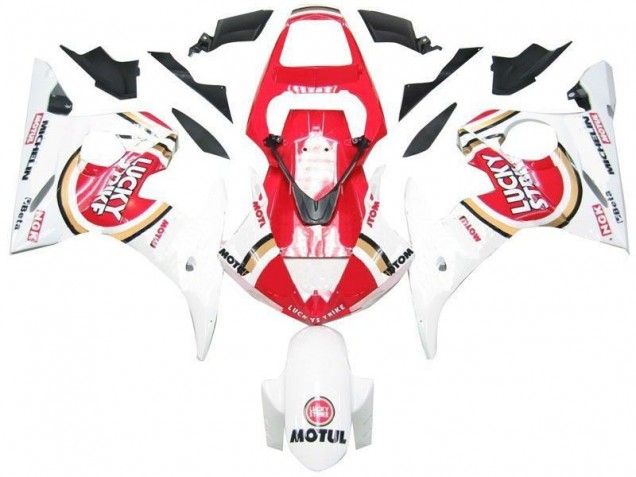 Branco Vermelho Lucky Strike Carenagem Moto Yamaha R6 03-05 Branco Vermelho Lucky Strike Carenagem Moto Yamaha R6 03-05