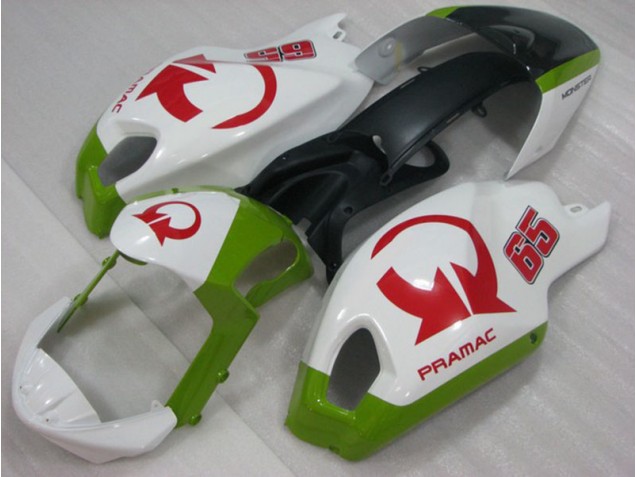 Branco Vermelho PRAMAC 65 Carenagem Moto Ducati Monster 696 08-12 Branco Vermelho PRAMAC 65 Carenagem Moto Ducati Monster 696 08-12