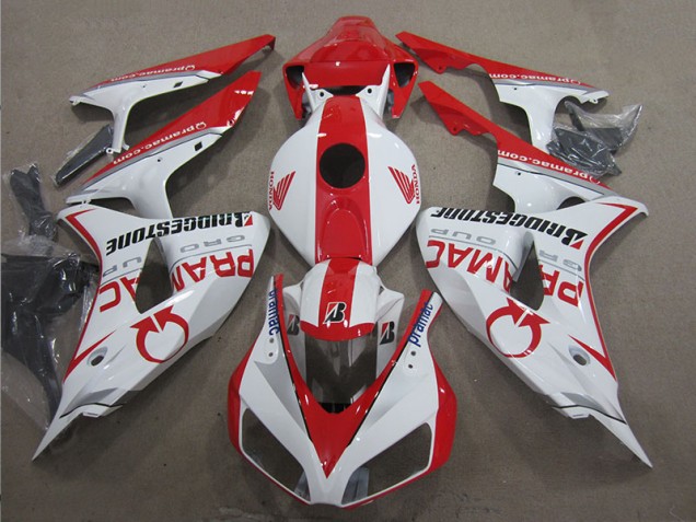Branco Vermelho PRAMAC Carenagem Moto Honda CBR 1000RR 06-07 Branco Vermelho PRAMAC Carenagem Moto Honda CBR 1000RR 06-07