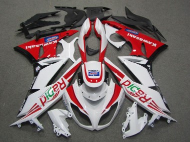 Branco Vermelho Rapid Carenagem Moto Kawasaki ZX6R 09-12