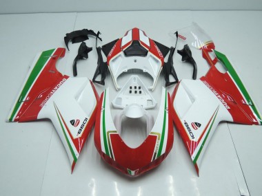 Branco & Vermelho & Verde Listra Carenagem Moto Ducati 848 1098 1198 07-14