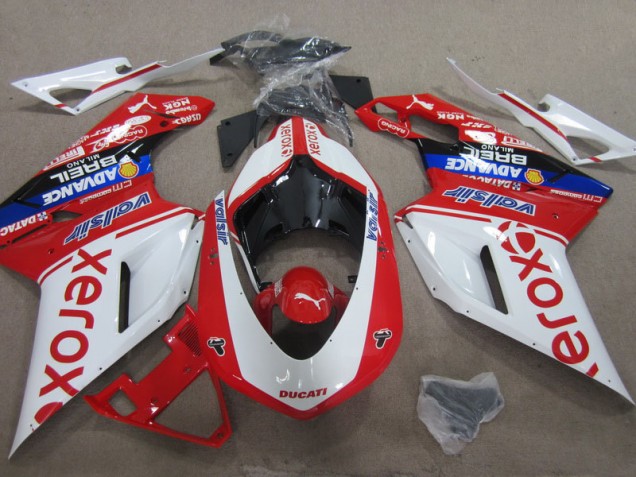 Branco Vermelho Xerox Carenagem Moto Ducati 1098 07-14 Branco Vermelho Xerox Carenagem Moto Ducati 1098 07-14