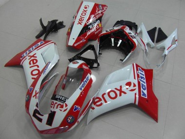 Branco Vermelho Xerox Carenagem Moto & Plástico Moto Ducati 848 1098 1198 07-14