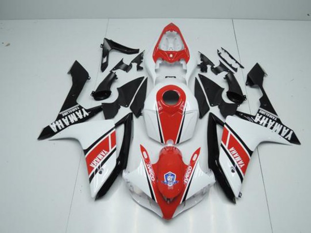 Fábrica Vermelho Branco Carenagem Moto Yamaha R1 07-08 Fábrica Vermelho Branco Carenagem Moto Yamaha R1 07-08