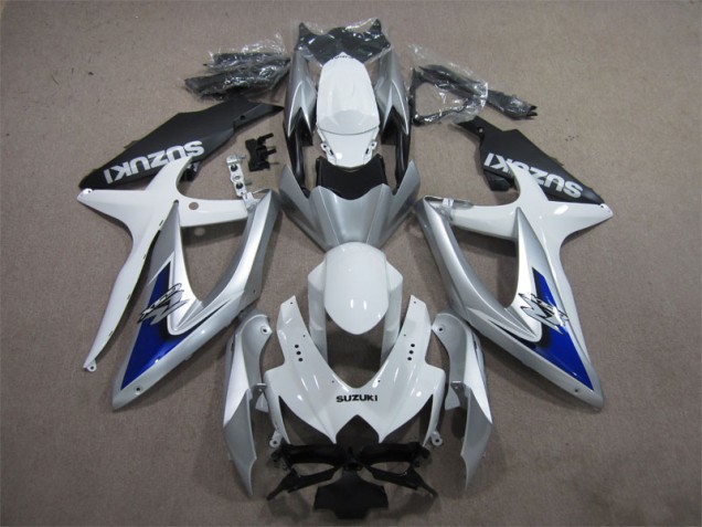 Prata Azul Branco Carenagem Moto Suzuki GSXR 600 K8 08-10 Prata Azul Branco Carenagem Moto Suzuki GSXR 600 K8 08-10