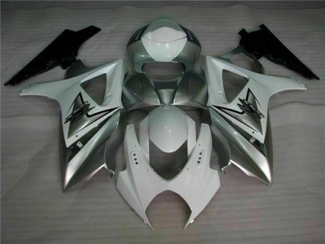 Prata Branco Carenagem Moto Suzuki GSXR 1000 K7 07-08 Prata Branco Carenagem Moto Suzuki GSXR 1000 K7 07-08