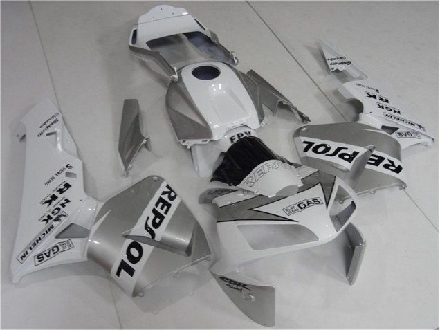 Prata Branco Preto Repsol Carenagem Moto Honda CBR 600RR 03-04 Prata Branco Preto Repsol Carenagem Moto Honda CBR 600RR 03-04