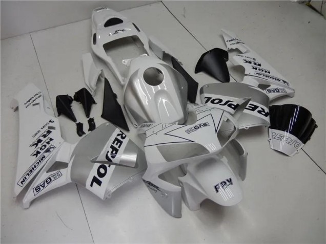 Prata Branco Preto Repsol Carenagem Moto Honda CBR 600RR 05-06 Prata Branco Preto Repsol Carenagem Moto Honda CBR 600RR 05-06