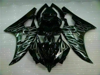 Prata Chama Preto Carenagem Moto Yamaha R6 06-07