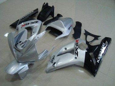 Prata Preto Carenagem Moto Kawasaki ZX6R 03-04