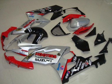 Prata & Vermelho Carenagem Moto Suzuki GSXR 1000 K5 05-06