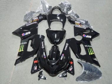 Preto 3M Touch4 Monster Kit Completo Carenagem Moto Kawasaki ZX6R 05-06
