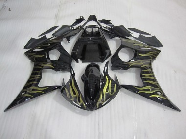 Preto & Amarelo Chama Carenagem Moto Yamaha R6 03-05