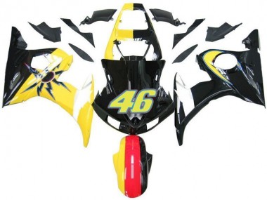 Preto Amarelo No. 46 Carenagem Moto Yamaha R6 03-05