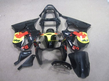 Preto Amarelo Red Bull Ninja Carenagem Moto Kawasaki ZX6R 00-02