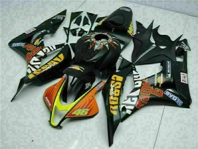 Preto Amarelo Repsol 46 Carenagem Moto Honda CBR 600RR 07-08 Preto Amarelo Repsol 46 Carenagem Moto Honda CBR 600RR 07-08