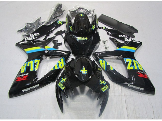 Preto Amarelo Rizla Carenagem Moto Suzuki GSXR 600 K6 06-07 Preto Amarelo Rizla Carenagem Moto Suzuki GSXR 600 K6 06-07